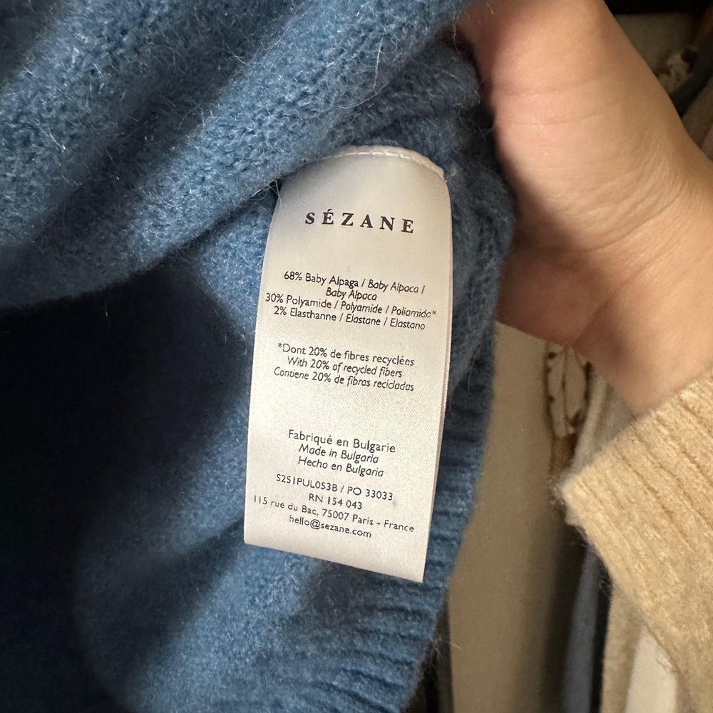 Sézane Blue V‑Neck Mohair Sweater - Picture 4 of 5